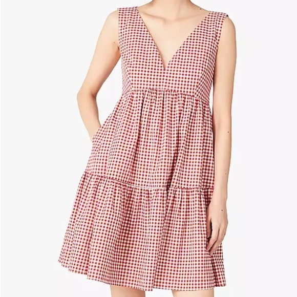 NEW Kate Spade Tiered Vineyard Dress Womens Size 2 Red Gingham - Picture 14 of 14
